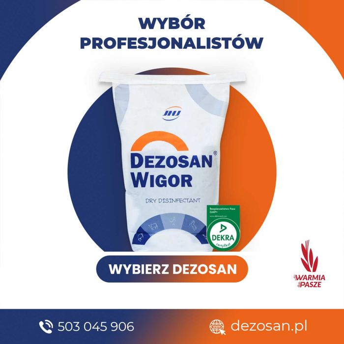 Dezosan Wigor DARMOWA DOSTAWA Sucha Dezynfekcja ściółki 500 kg