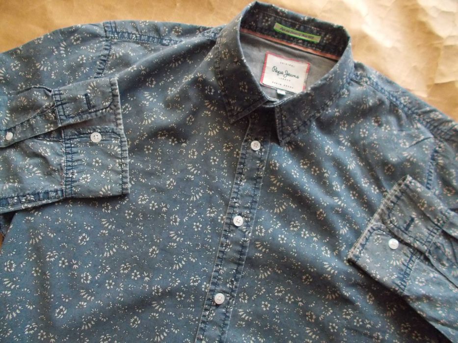 -L- PEPE JEANS PREMIUM DENIM Designerska Koszula Męska L 41 cm UK