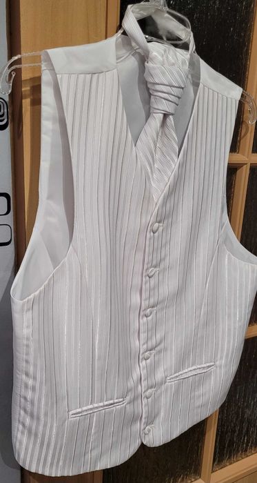 Męska Elegancka Biała Kamizelka - JAK NOWA !!!