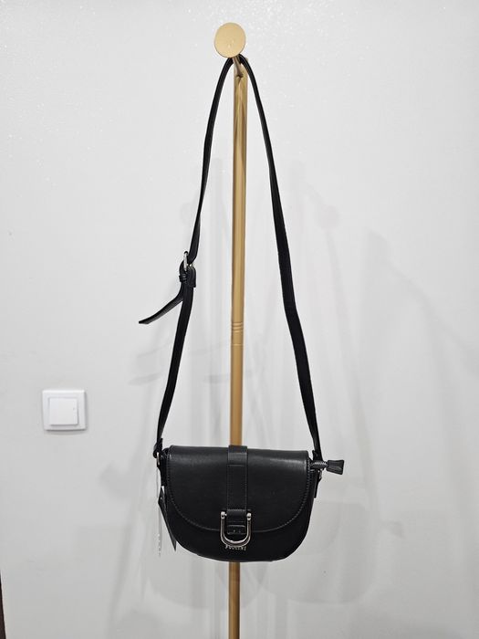 Nowa czarna torebka listonosza Puccini ze skóry ekologicznej