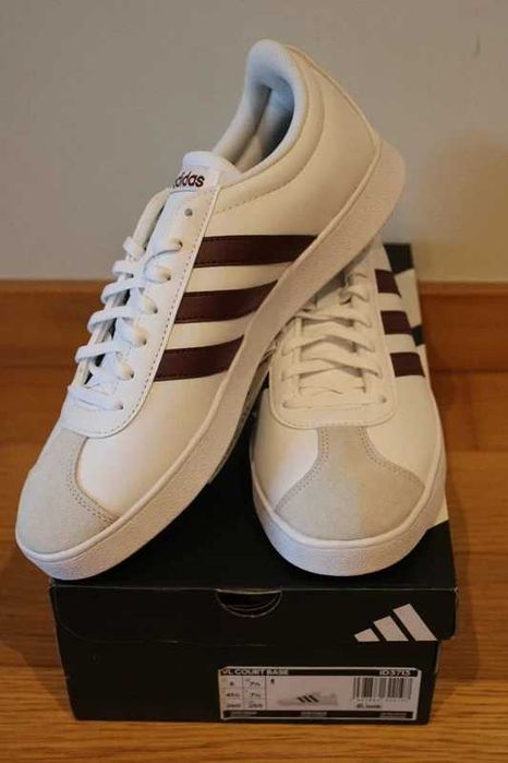 Sapatilhas Adidas VL Court Branco & Castanho Tamanho 42 (Novas)