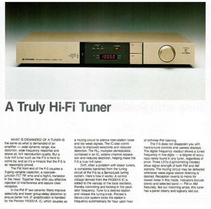 Pioneer F-5L -  AM/FM Stereo Tuner -(Communication Components - Gold)