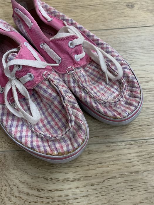 Różowe cekinowe w kratkę trampki sneakersy rozmiar 35 Faded Glory
