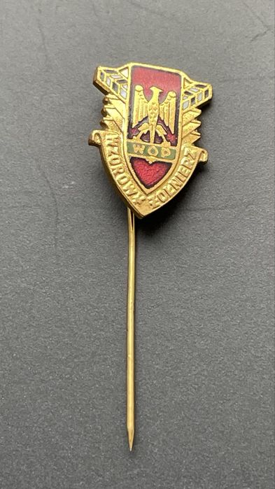 Złota odznaka Wzorowy Żołnierz Wojsk Ochrony Pogranicza WOP LWP mini