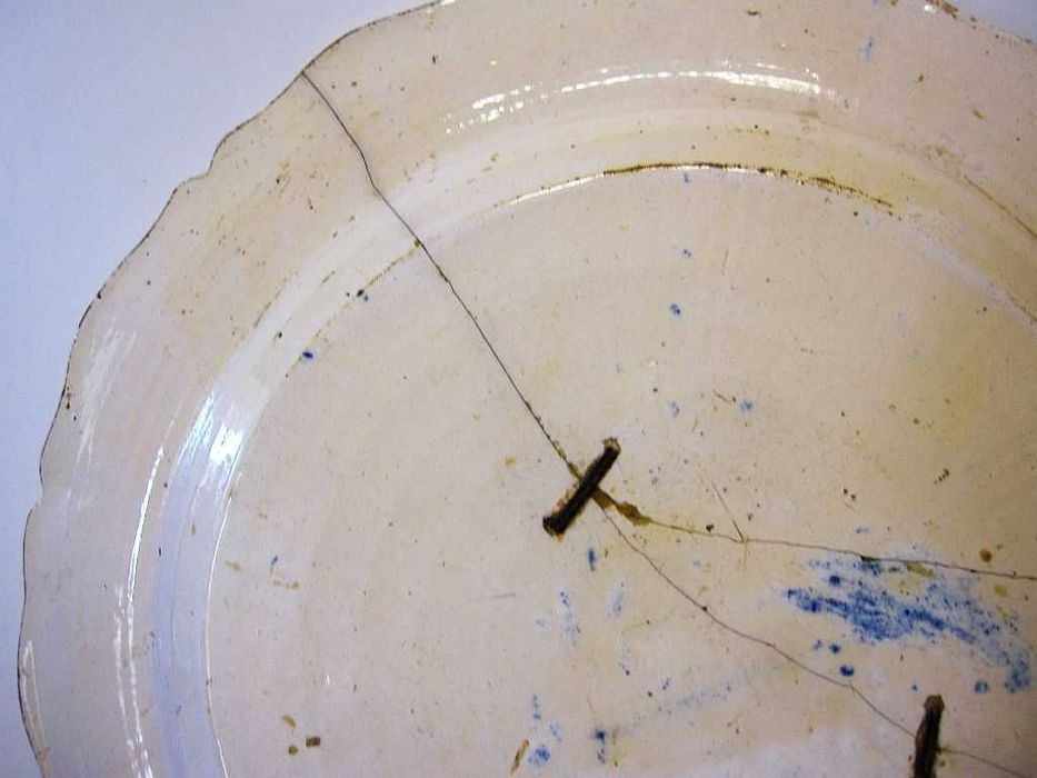 raro antigo prato em faiança portuguesa da Viana - com gatos