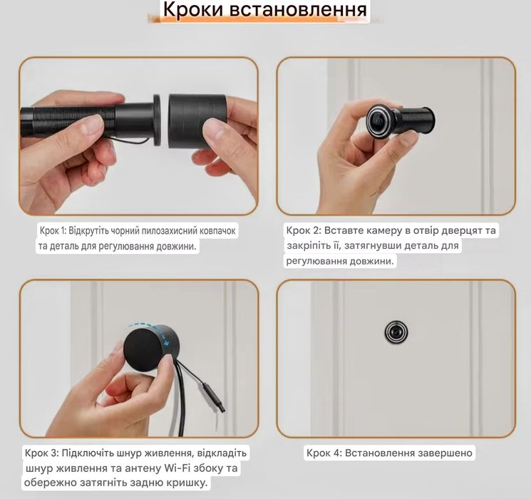 Wifi  видеоглазок, відеокамера дверна 170°