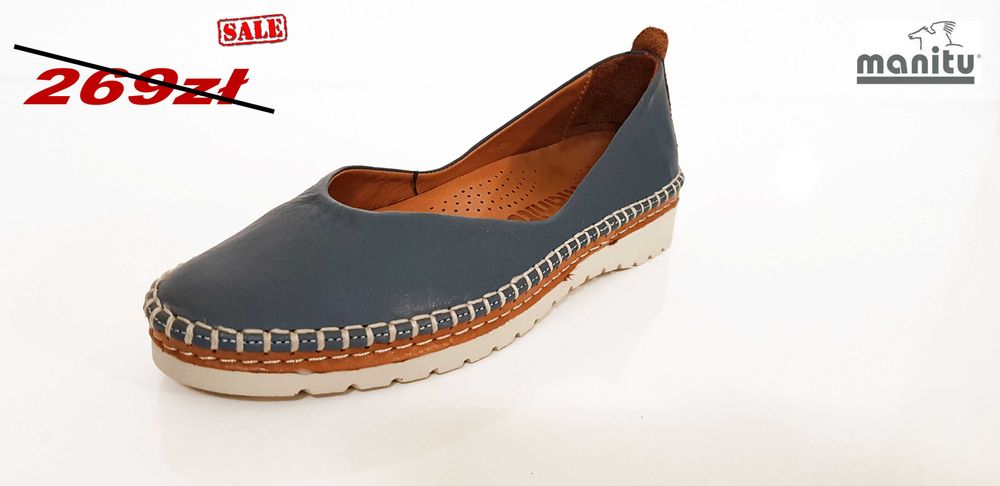 Półbuty damskie skóra blue MANITU rozmiar 41
