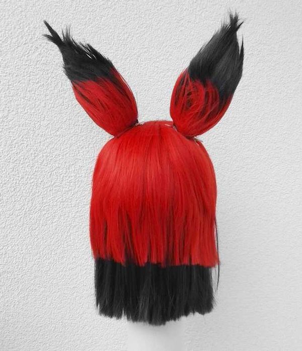 Alastor Hazbin Hotel czerwona peruka cosplay wig z uszkami uszami
