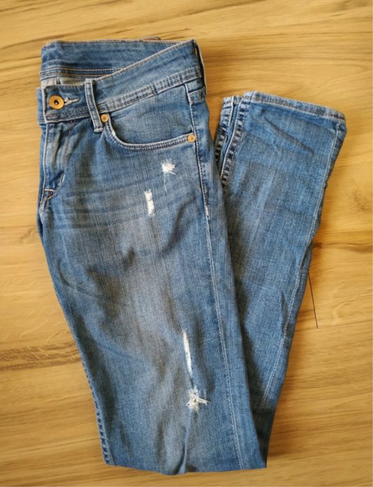 Spodnie jeansowe skinny z przetarciami XS h&m