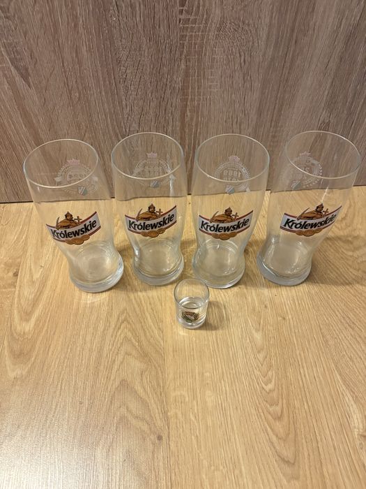 Zestaw 4 szklanek + kieliszek Legia Warszawa Królewskie / stan nowy