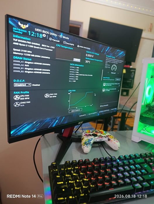 Игровой ПК на процессоре Ryzen 3 1200/ 12gb ddr4/256ssd
