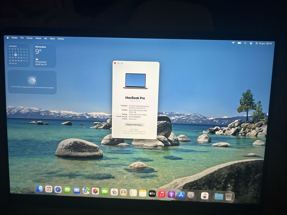 Apple MacBook Pro 16 cali A2141 i7 9gen. 4.5 GHz Turbo 512GB IDEALNY