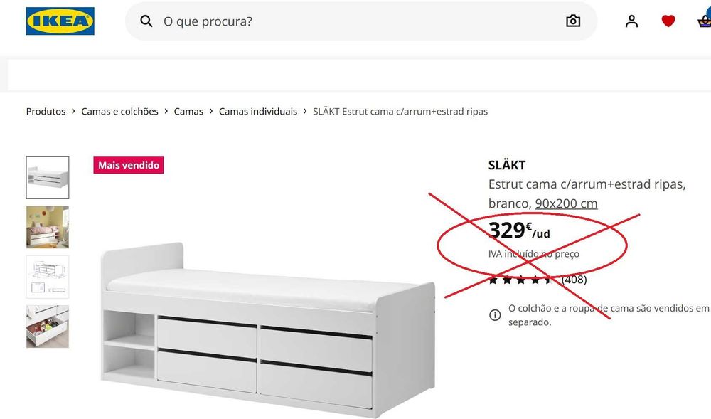 Cama solteiro c/ 4 gavetões +colchão novo