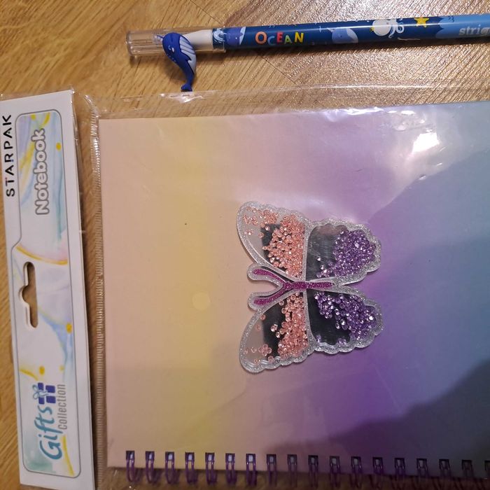 Notes Starpak na spirali A5 Motyl, długopis wymazywalny - zestaw
