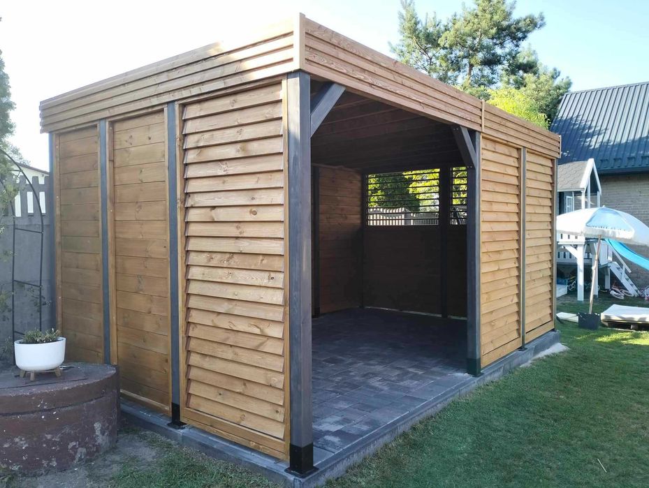 Nowoczesna Altana "Wrona" 3x4m*Ruchome żaluzje/ruchome drzwi do altany