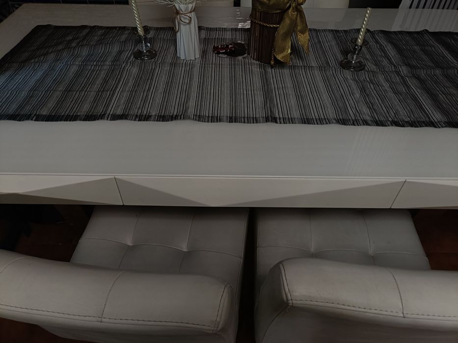 Mesa vidro +6 cadeiras