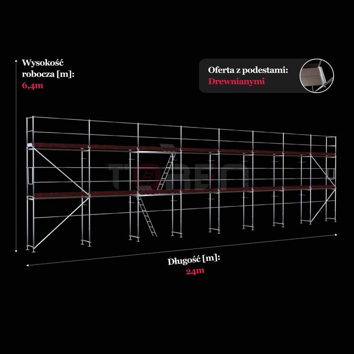 Rusztowanie Elewacyjne/Fasadowe Pletak 153,6m2 pełne bhp