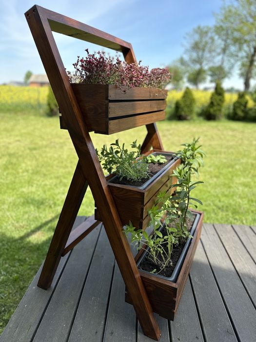 Kwietnik stojak na kwiaty, zioła drewniany