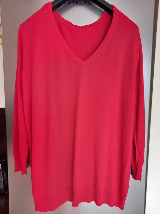 Sweter czerwony malinowy Zara S Nowy 170-176 xl-xxl oversize