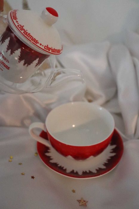 Conjunto Chaleira com chávena de Natal