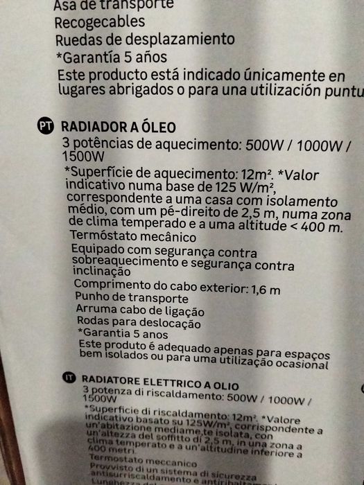 Radiador a oleo 3 potencias de aquecimento