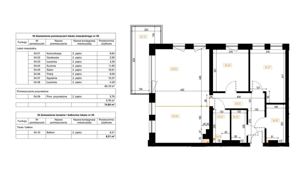 3 pokoje | 69 m² | Apartamenty Centrum Wieluń