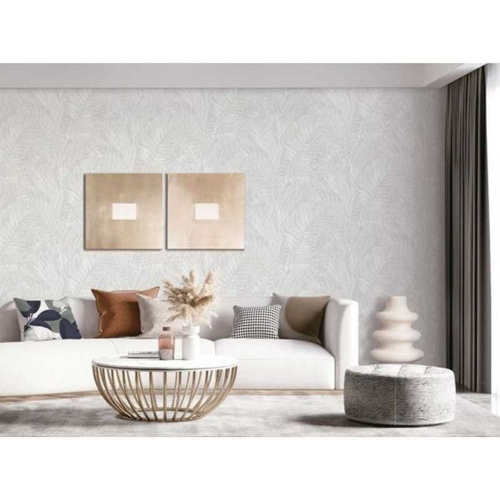 Papel de Parede Folhagem Textura Tecido Cinza Design ID GR322101 NOVO