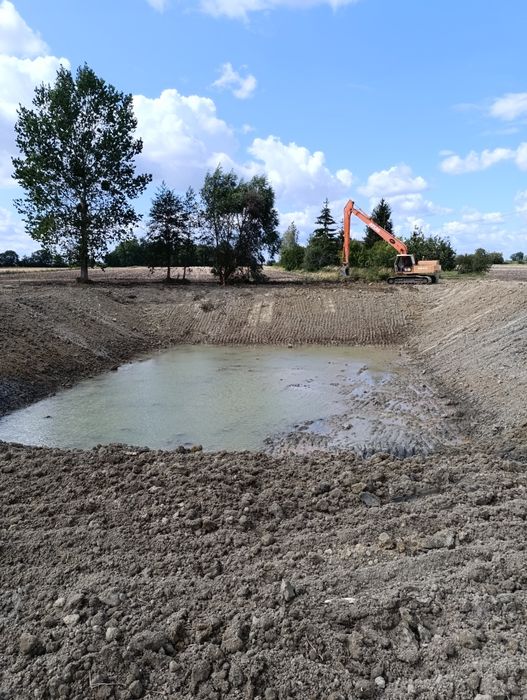 Wykopy, kopanie stawów, stawy, spycharka gąsienicowa, usługi koparką.