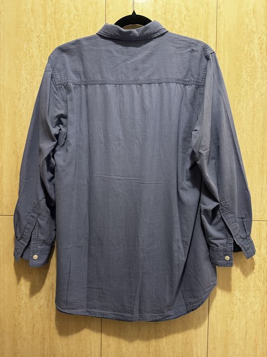 Niebieska męska koszula w kratkę z długim rękawem bawełna rozmiar L