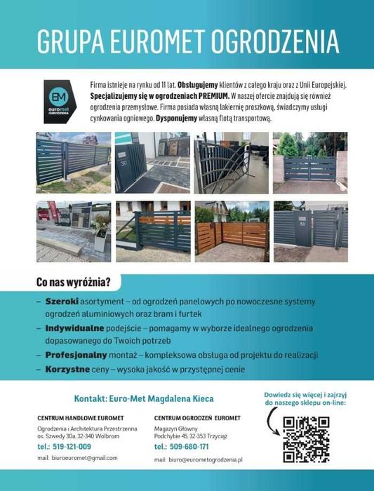 PROMOCJA Słupek ogrodzeniowy 40x60mm 200cm oc+ ral grafit czarny