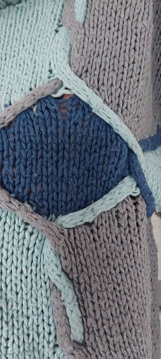 Sweter gruby wełniany golf M L vintage