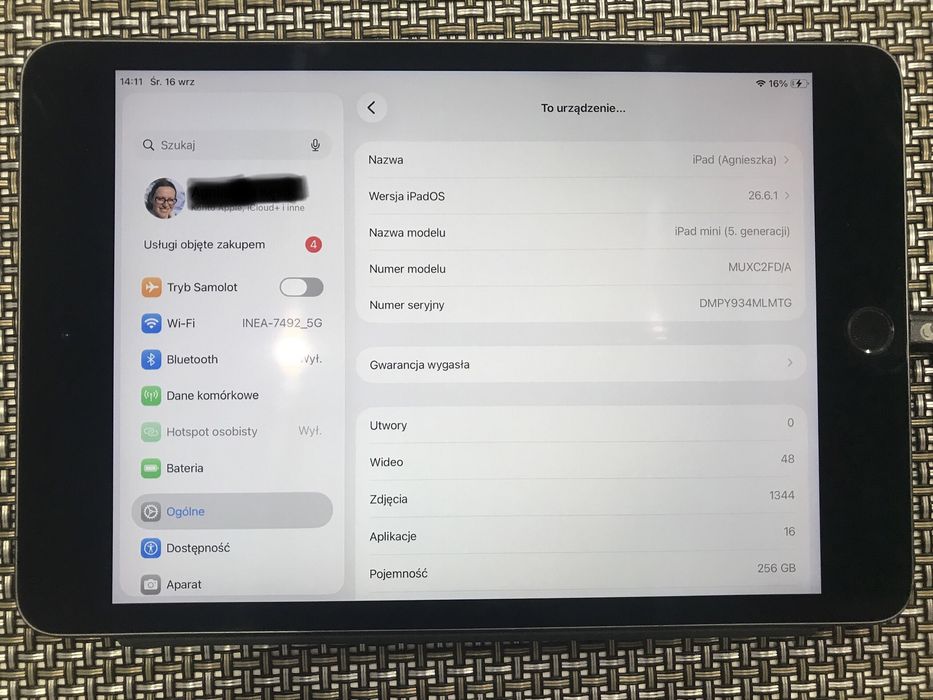 iPad mini 5, 256GB, wi-fi LTE Space Gray