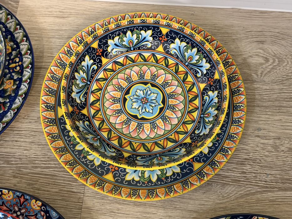 Nowy Zestaw obiadowy/zastawa stołowa BOHO 18 elementów talerze i miski