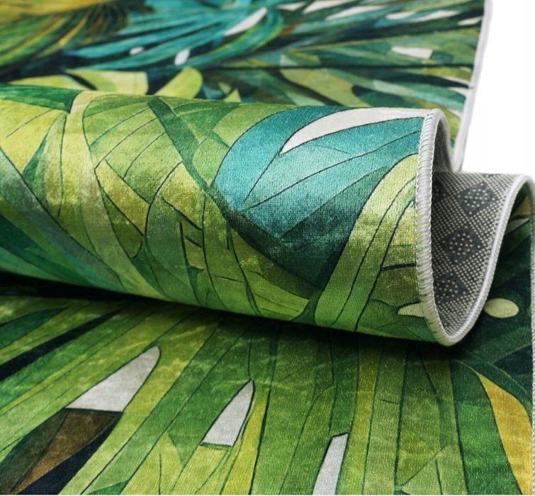 Nowy dywan do pokoju 80x150 cm Zielone liście
