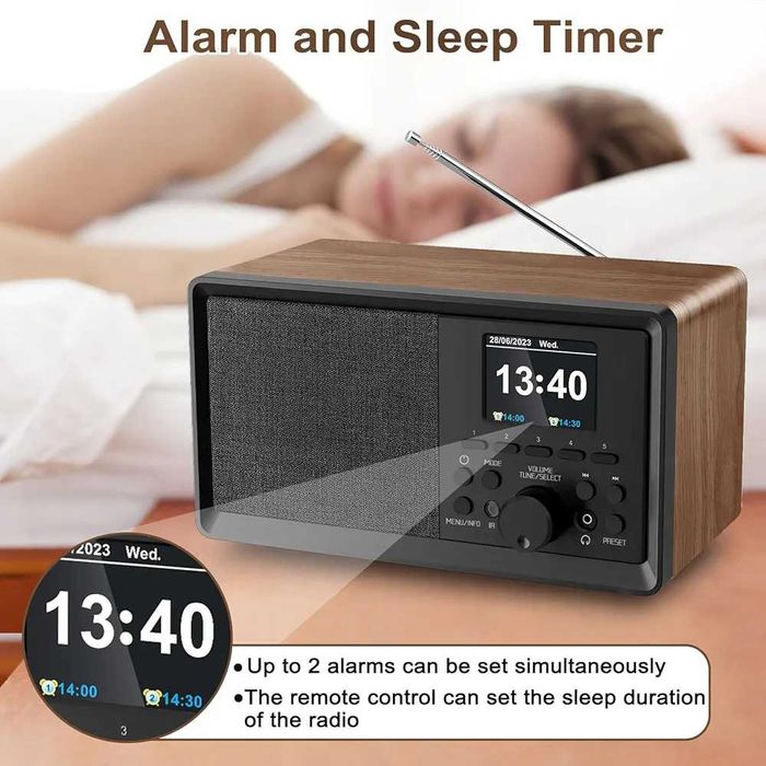 BIAOQINBO DAB Plus radio / DAB+ z Bluetooth FM, radio cyfrowe, retro