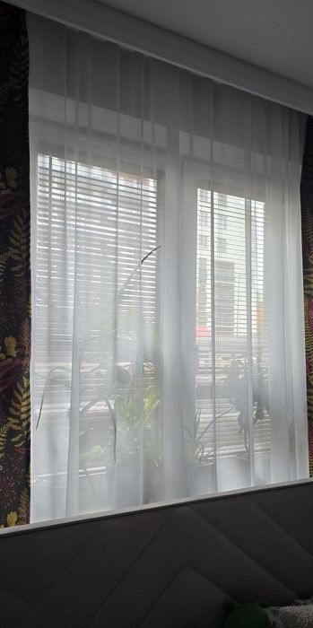 NOWE Firanki Szyte na Miarę - Białe Gładkie Woal / Markizeta (2 sztuki