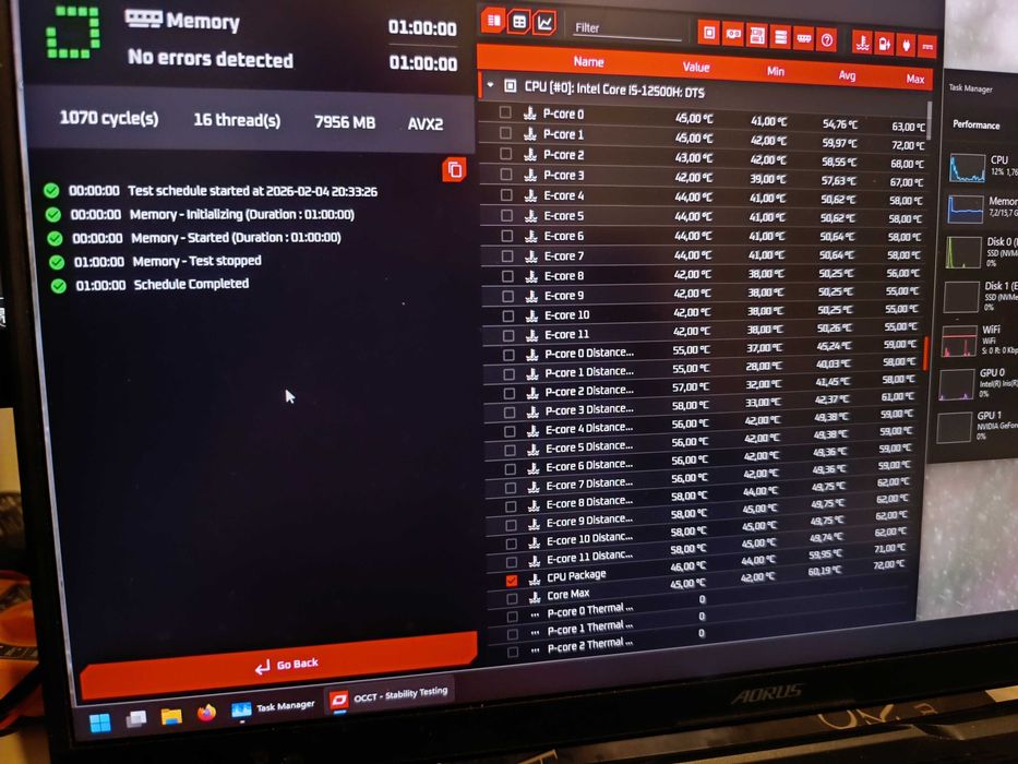 Crucial DDR4 16 GB (2x8) 3200MHz SO-DIMM sprawdzone MemTest OCCT 7-zip
