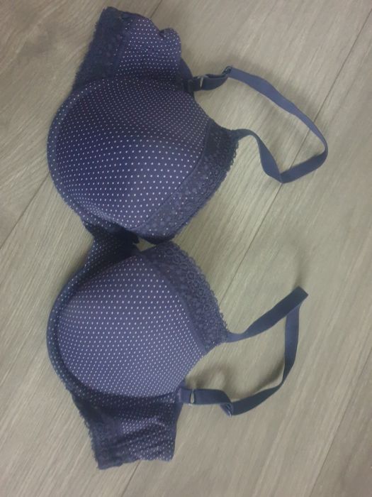 Biustonosz stanik 80C granatowy białe kropki Braboo