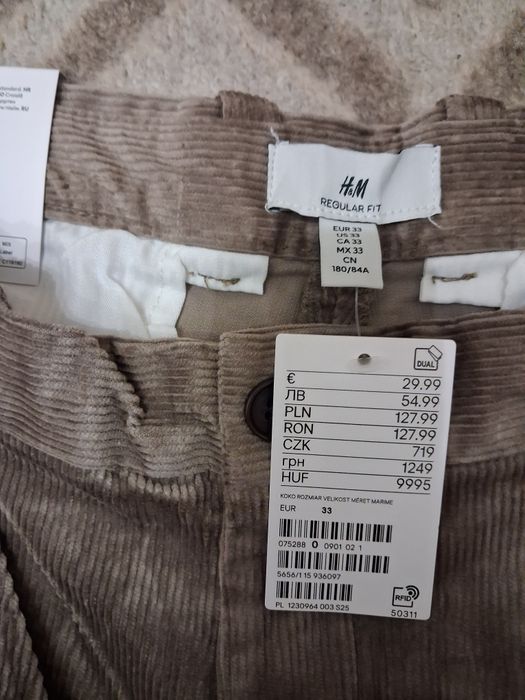 Nowe Spodnie sztruksowe H&M r. 33