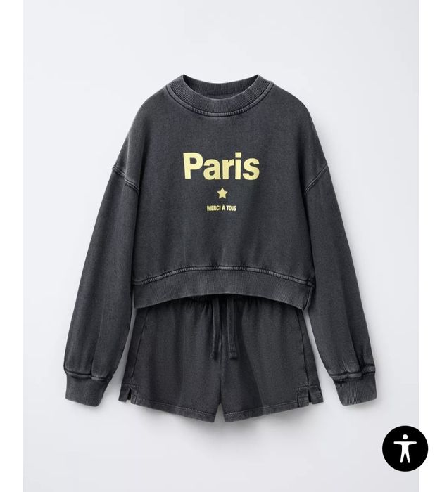Котоновый подростковый костюм ZARA свитшот zara худи шорты  p.164 см
