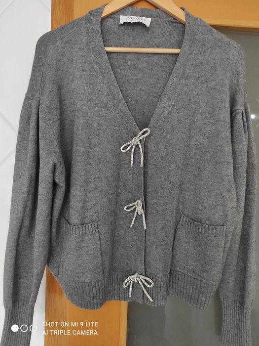 Casaco de malha cinza