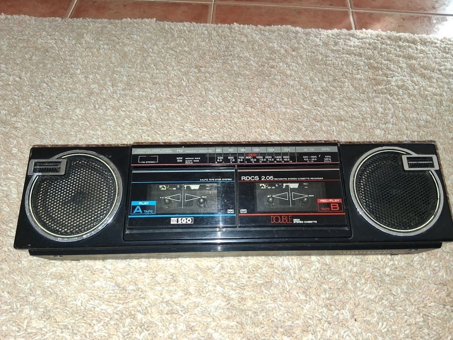 Rádio duplo leitor cassetes e gravador