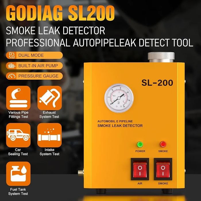 Автомобільний детектор витоків диму GODIAG SL200 з манометром.
