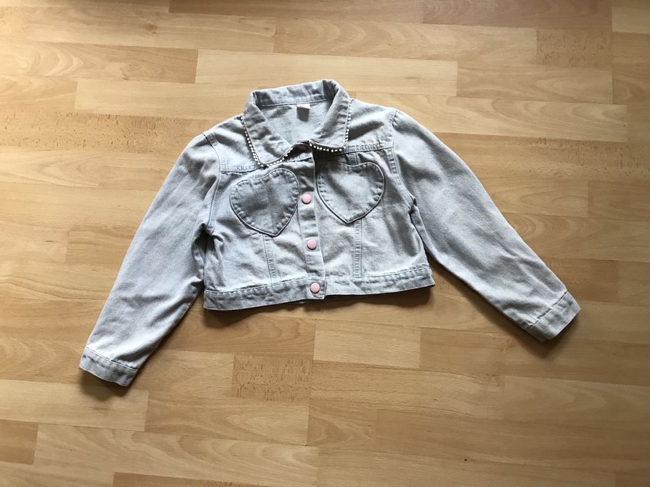 Укорочений стильний джинсовий жакет для дівчаток ріст 116-122-128 см