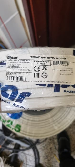 Kabel przewód 4x1,5 w wrolce 100m, Elpar