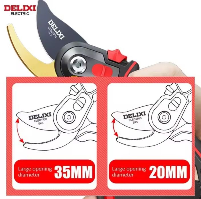 Садові ножиці секатор Delixi Electric зі сталевим лезом sk5,
