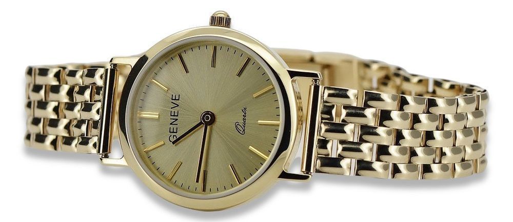 Złoty zegarek z bransoletą damską 14k włoski Geneve lw118y&lbw004y