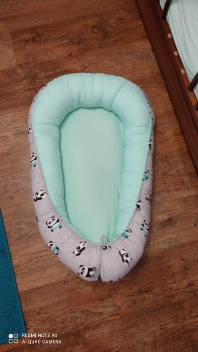 Kokon niemowlęcy szaro-miętowy w pandy