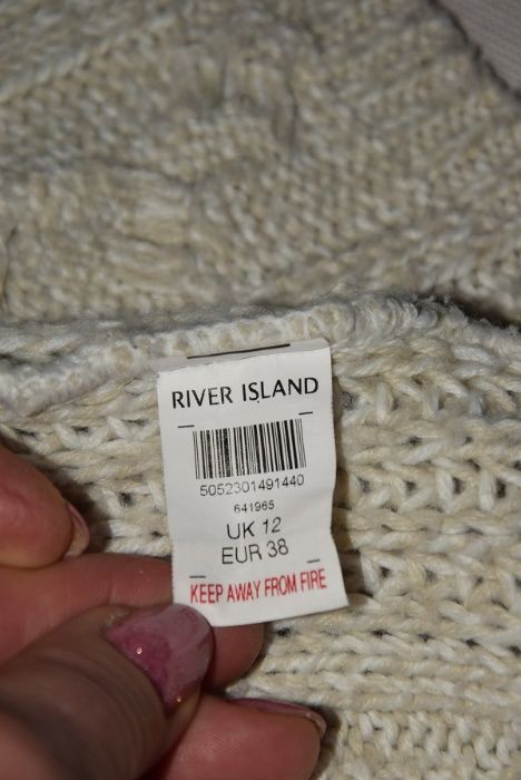RIVER ISLAND sweter, kardigan, narzutka warkocze oversize M-L