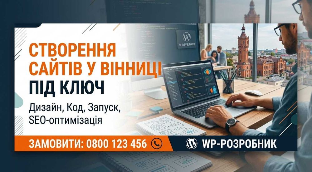 Створення сайтів для бізнесу під ключ у Вінниці: дизайн, код, запуск, SEO , Wordpress розробник